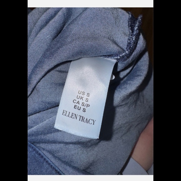 Ellen Tracy Chambray Button Down Dress with Side Slits Size Small - Picture 9 of 10